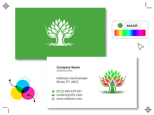 Diseño de tarjeta de presentación con forma de árbol